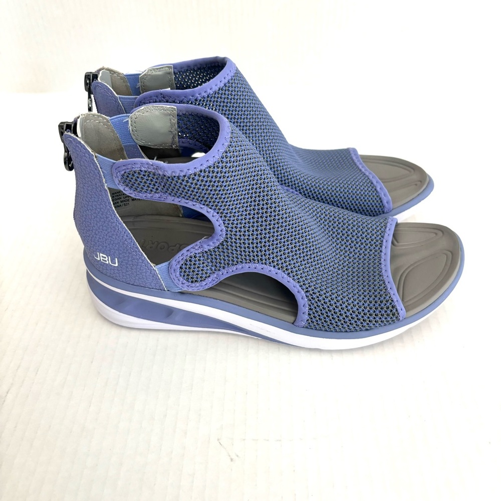 JBU Sport Nanette Purple Grey Zip Heel Open Toe Wedge Sandals Shoes Womens 6.5 - Picture 4 of 13